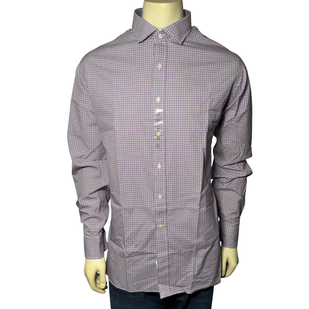 Polo Ralph Lauren Dress Shirt Mens 17.5 Purple New Gingham Check Long Sleeve